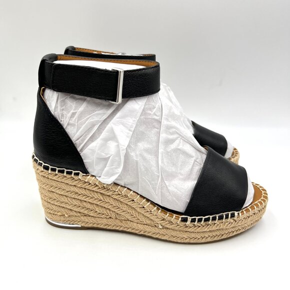 8W 8 WIDE WIDTH Franco Sarto Clemens Black Espadrilles Wedges Sandals Shoes - Picture 1 of 11